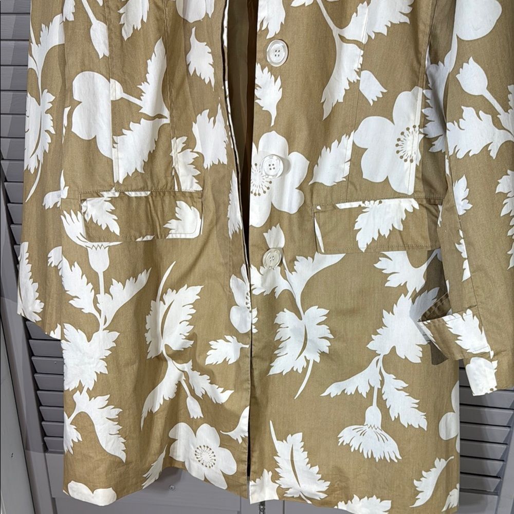 Dennis Basso Tan and White Blazer Lightweight Suit Jacket - Picture 6 of 12